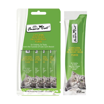 Fussie Cat Chicken with Duck in Goat Milk Pur&eacute;e, Pack of 4, 2-oz
