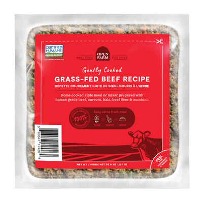 Open Farm Frozen Grass-Fed Beef Gently Cooked Recipe Human Grade Dog Food, 8-oz