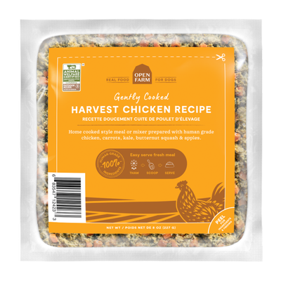 Open Farm Frozen Harvest Chicken Gently Cooked Recipe Human Grade Dog Food, 8-oz