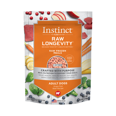 Frozen - Instinct Raw Longevity Raw Frozen Meals Grass-Fed Beef Recipe For Dogs, 7-oz