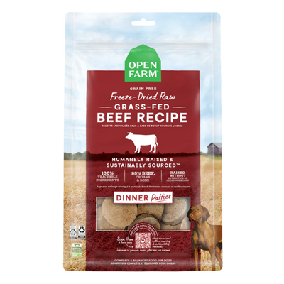 Open Farm Freeze-Dried Raw Patties Grass-fed Beef Recipe Dog Food, 17.5-oz