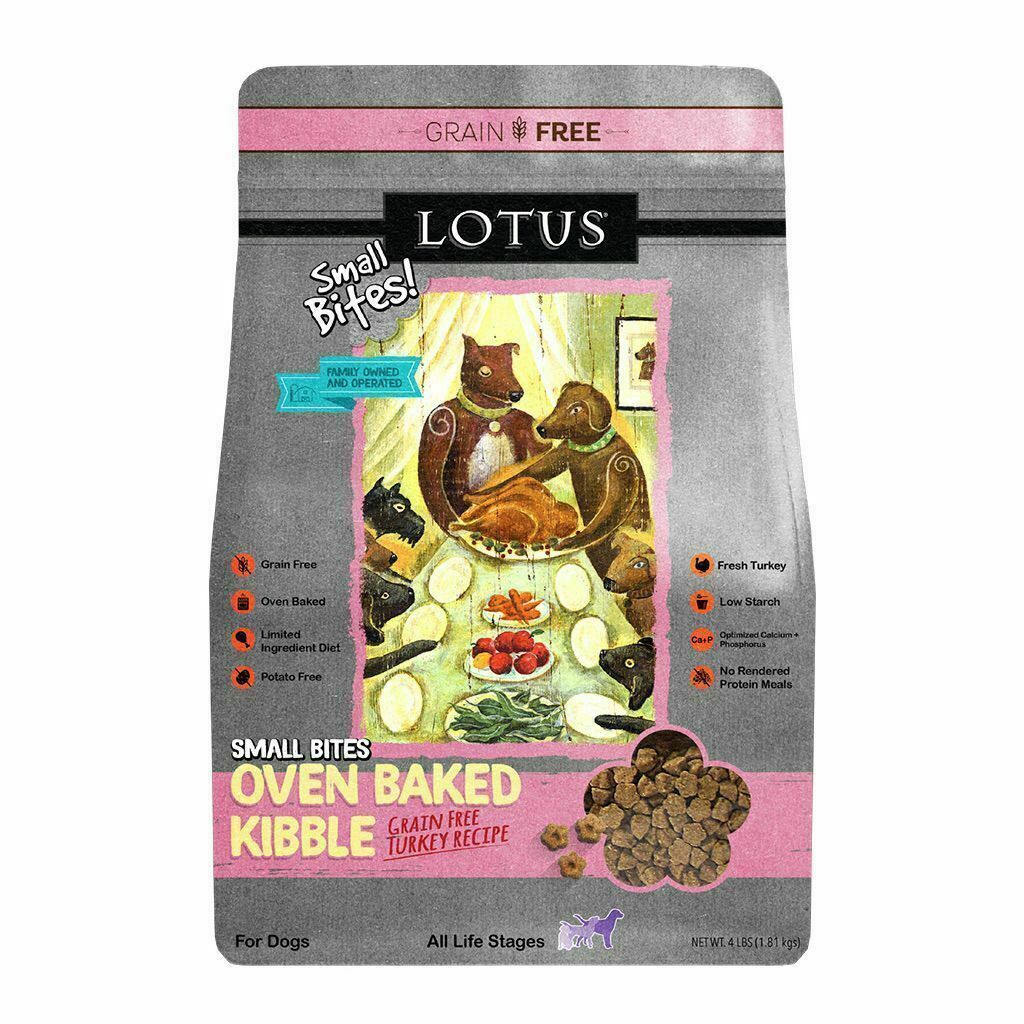 Lotus Small Bites Grain-Free Turkey Oven-Baked Recipe Dry Dog Food, 10-lb image number null