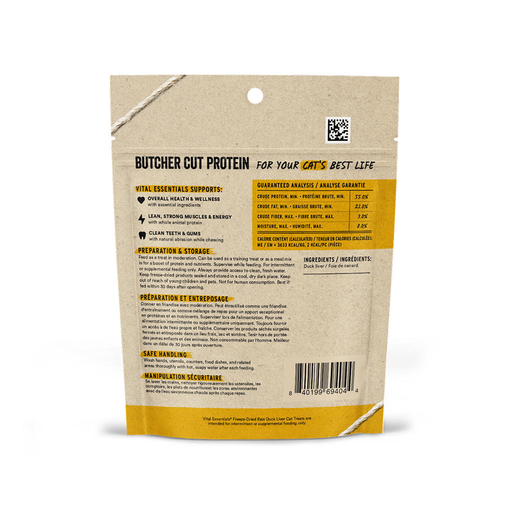 Vital Essentials Freeze-Dried Duck Liver Cat Treat, 0.9-oz image number null