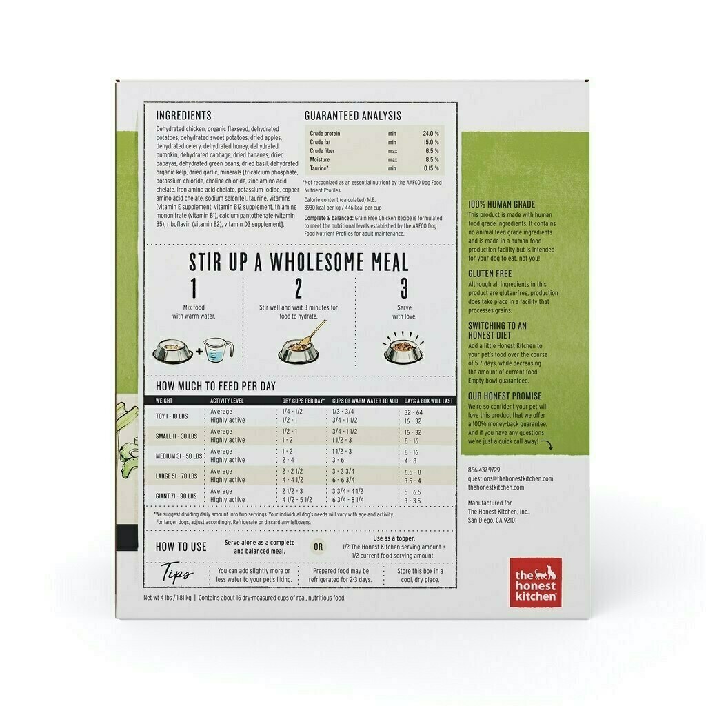 The Honest Kitchen Chicken Recipe Grain-Free Dehydrated Dog Food, 10-lb image number null