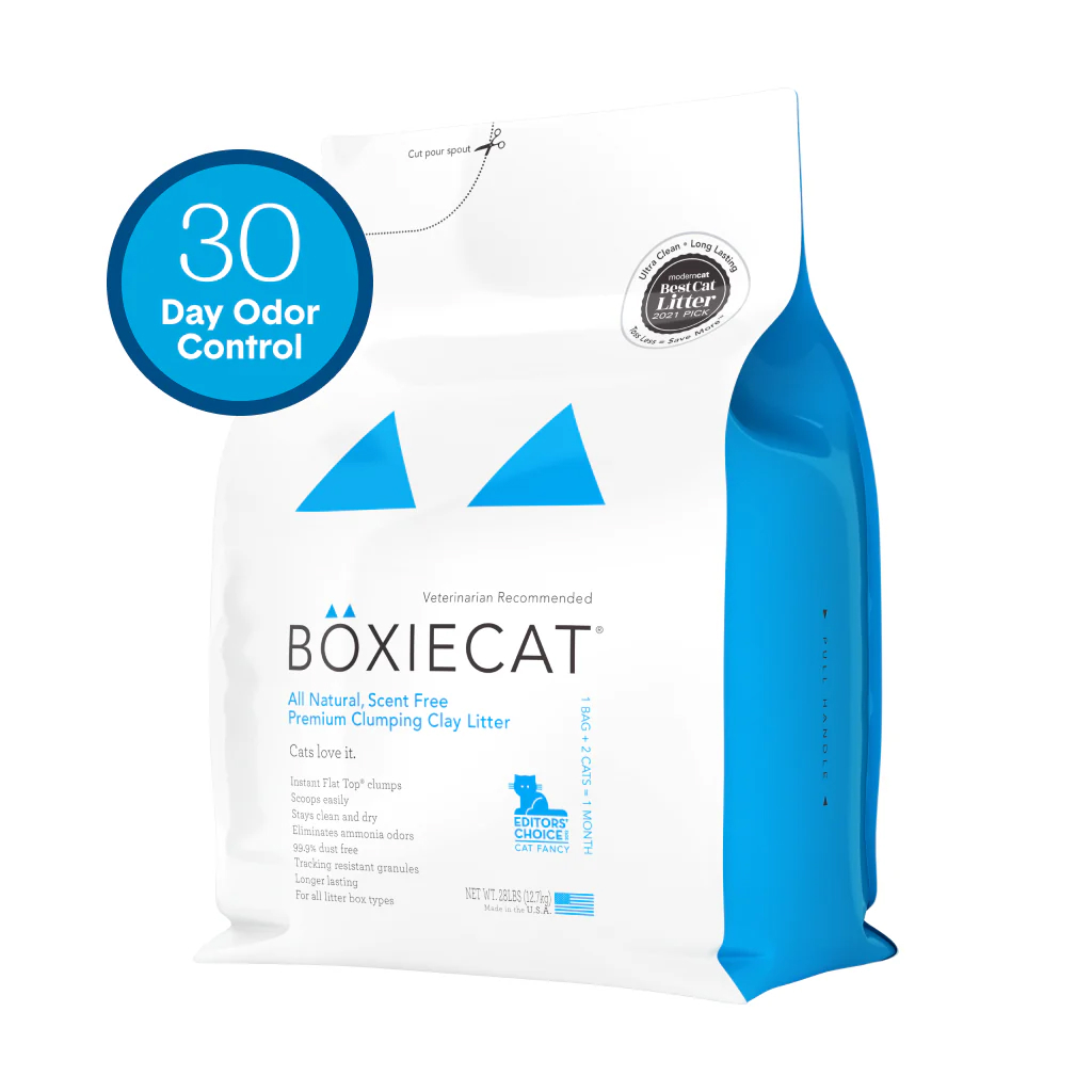 Boxie Cat Unscented 30 Day Odor Control Clumping Clay Cat Litter, 28-lb image number null