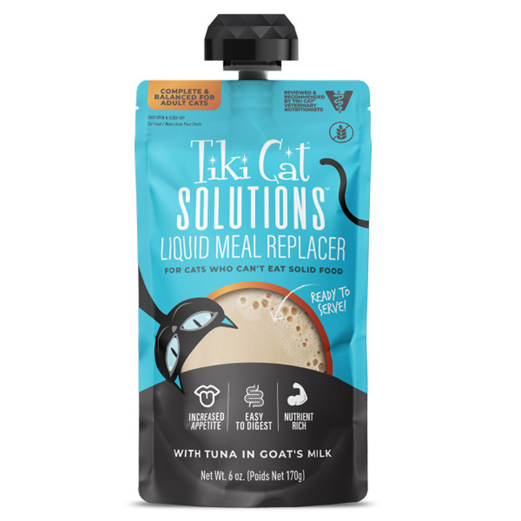 Tiki Cat Solutions Wet Cat Food Tuna & Goat Milk, Liquid Meal Replacer, 6-oz image number null