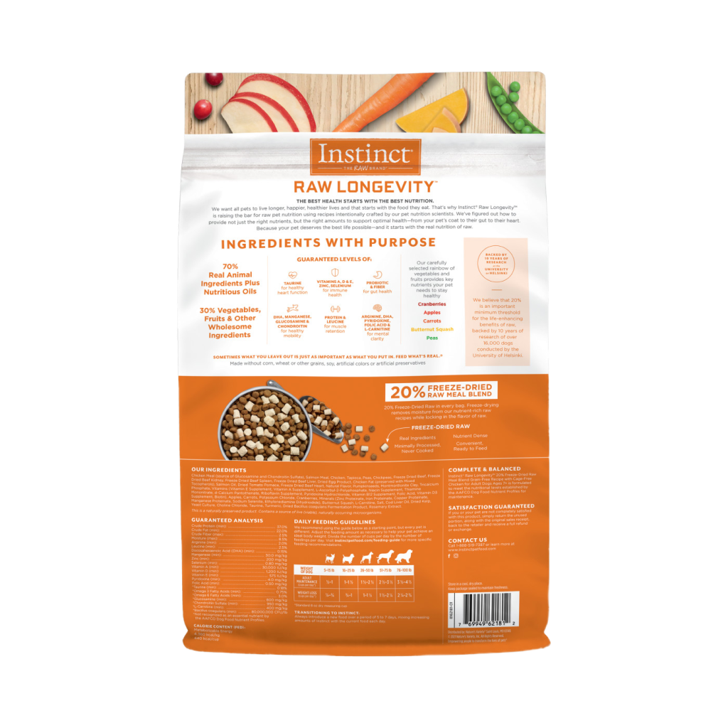 Instinct Raw Longevity&nbsp;Freeze-Dried Raw Meal Blend Grain-Free Recipe With Cage-Free Chicken&nbsp;For Adult Dogs Ages 7+ image number null