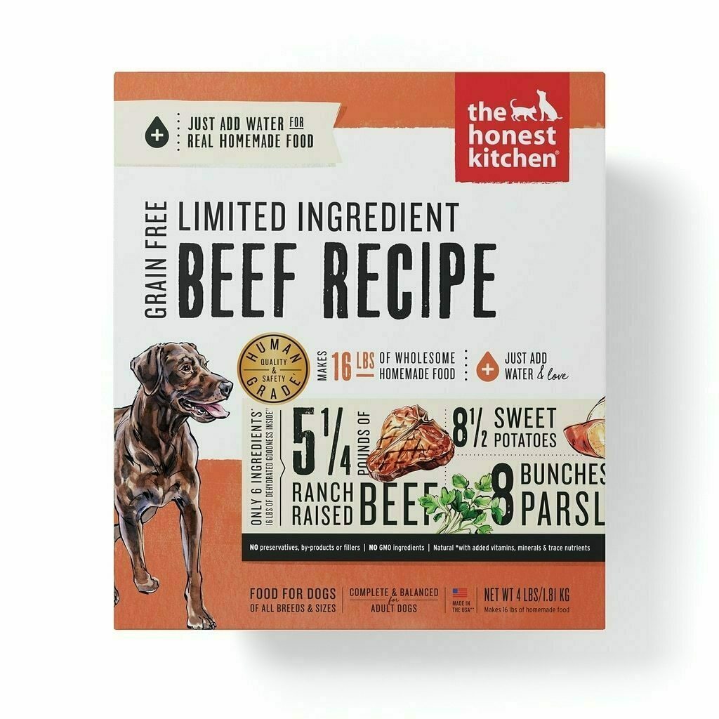 The Honest Kitchen Limited Ingredient Diet Beef Recipe Grain-Free Dehydrated Dog Food, 10-lb image number null