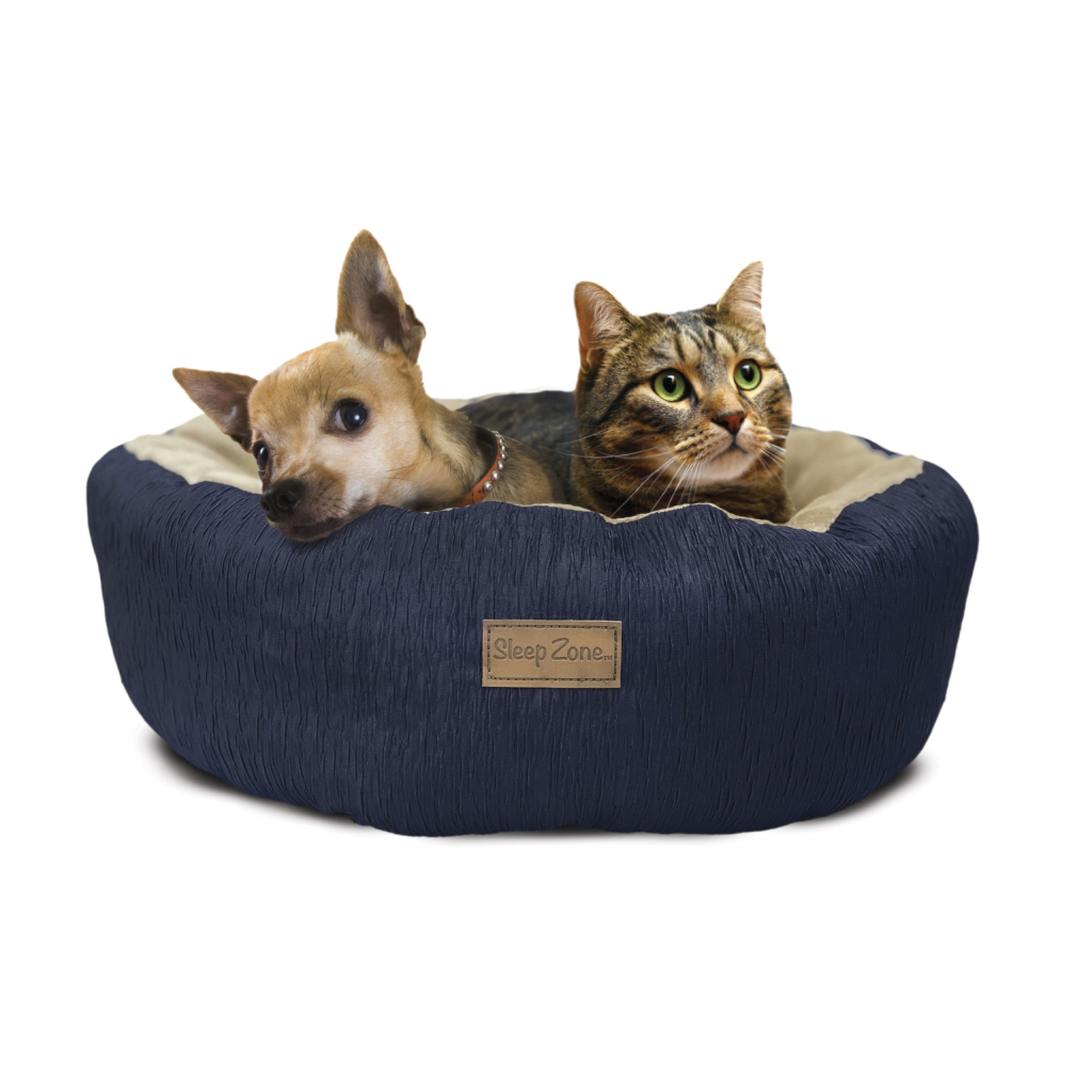 Ethical Products Sleep Zone Woodgrain Round Navy Dog Bed, 18" image number null