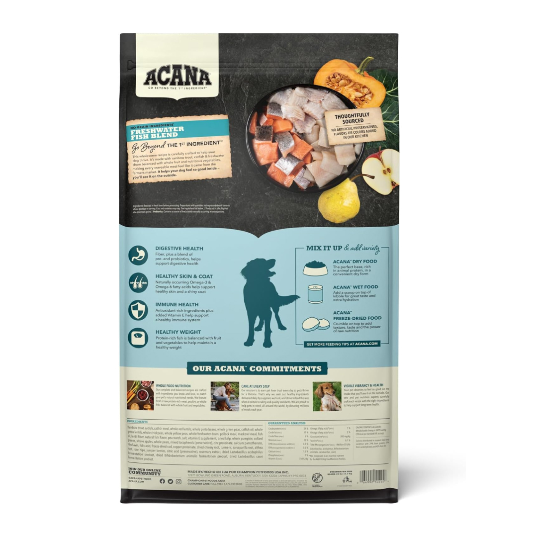 Acana Freshwater Fish Recipe Grain-Free Dog Food, 25-lb image number null
