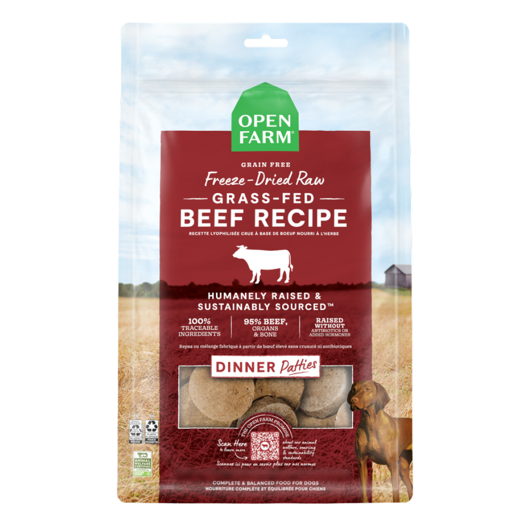 Open Farm Freeze-Dried Raw Patties Grass-fed Beef Recipe Dog Food, 17.5-oz image number null