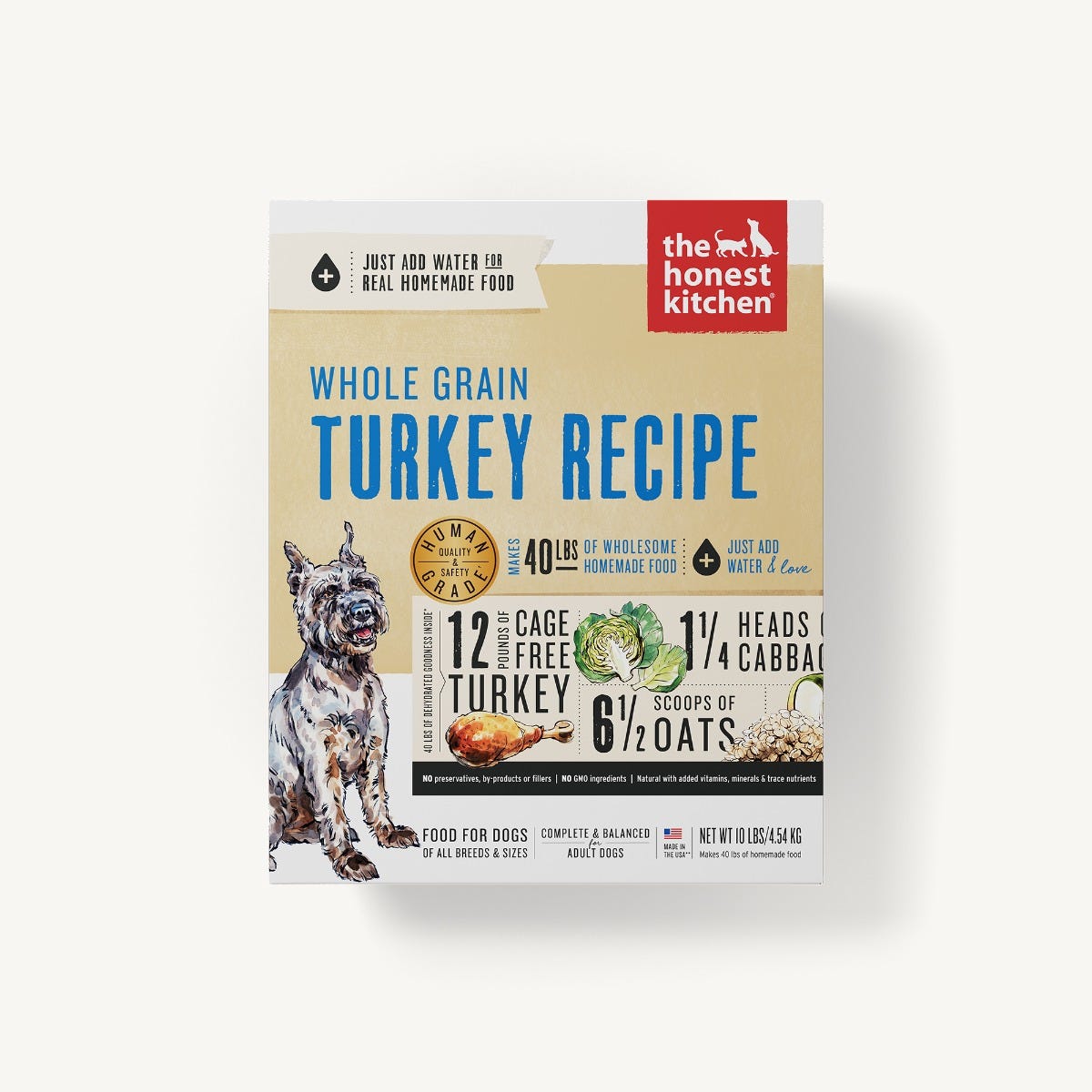 The Honest Kitchen Whole Grain Turkey Recipe Dehydrated Dog Food, 10-lb image number null