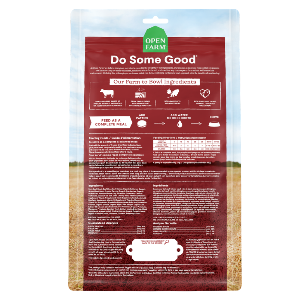 Open Farm Freeze-Dried Raw Patties Grass-fed Beef Recipe Dog Food, 17.5-oz image number null
