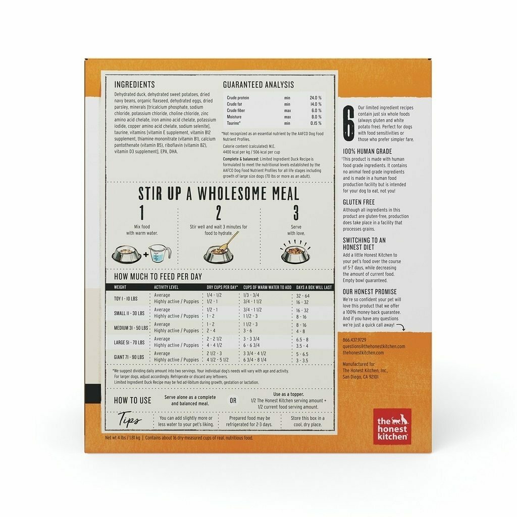 The Honest Kitchen Limited Ingredient Diet Duck Recipe Grain-Free Dehydrated Dog Food, 10-lb image number null